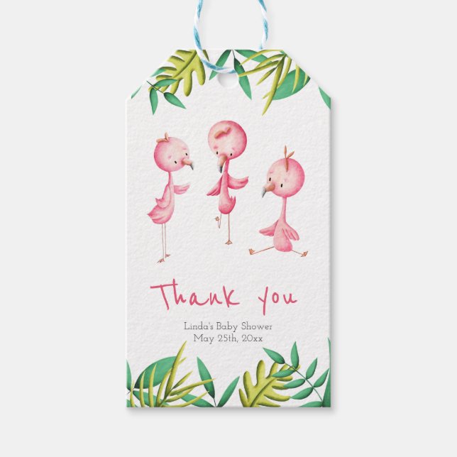 Tropical Triplets Flamingo Personalisiert Vielen D Geschenkanhänger (Vorderseite)