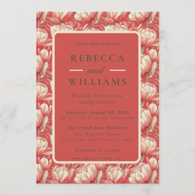 Tropical Tulip Fantasy Seaside Wedding Einladung (Vorderseite)