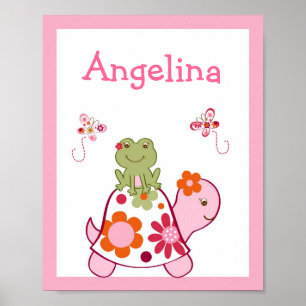 Tropical Turtle Frog Kinderzimmer Wandkunst Namens Poster