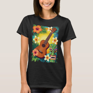 Tropical Ukulele Tiki Luau Party Vibes T-Shirt