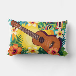Tropical Ukulele Tiki Luau Party Vibes T-Shirt Lendenkissen