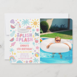 Tropical Unicorn Splash Birthday Foto Einladung
