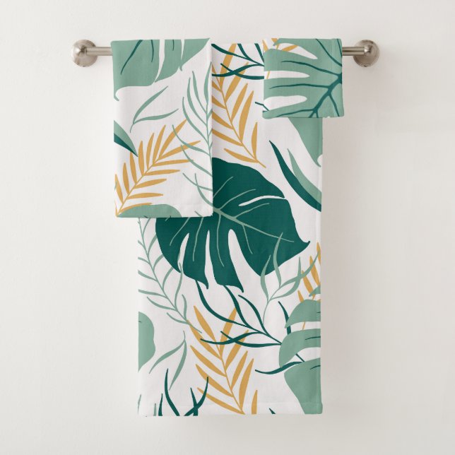Tropical Vert Jaune Floral Monstera Motif feuille (En situation)