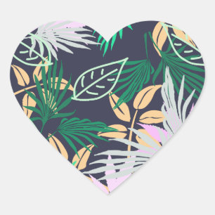 Tropical Vibes Blätter Pflanze Herz-Aufkleber