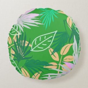 Tropical Vibes Blätter Pflanze Rundes Kissen