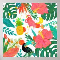 Tropical Vibes Floral Leaves Summer Chic