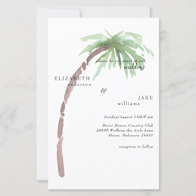 Tropical Vibes Foliage Budget Palm Tree Wedding (Vorderseite)