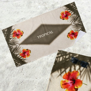 Tropical Vibes Hibiskus Polynesisch-Hawaiisch Strandtuch