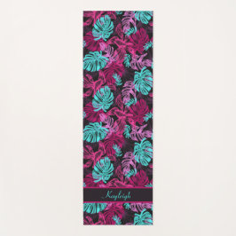 Tropical Vibes | Rosa und Blau Monstera Leaf Yogamatte