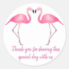Tropical Vielen Dank, Pink Flamingo Wedding Runder Aufkleber