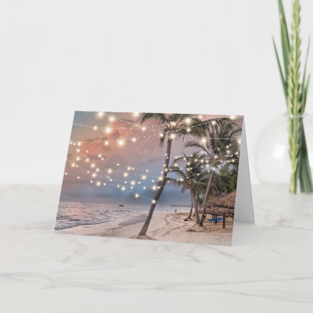 Tropical Vintag Beach Wedding Abend Empfang Einladung (Vorderseite)