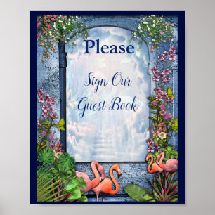 Tropical Vintag Blue Marble Palace Poster