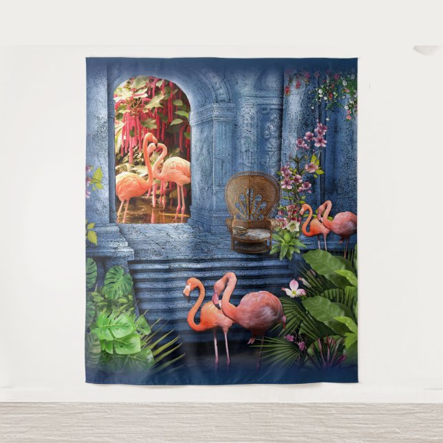 Tropical Vintag Blue Marble Palace Wandteppich (Vorderseite)
