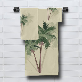 Tropical Vintage Palm Trees on Pale Green Badhandtuch Set