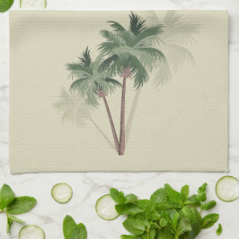 Tropical Vintage Palm Trees on Pale Green Geschirrtuch