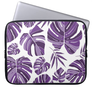 Tropical violet monstera leaves seamless pattern w laptopschutzhülle
