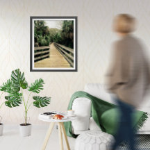 Tropical Walk Pier Palm Trees Poster Gerahmt