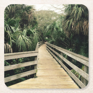 Tropical Walk Pier Palm Trees Untersetzer