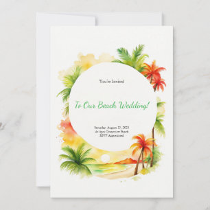 Tropical Watercolor Beach Hochzeit Einladung
