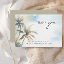 Tropical Watercolor Beach Palm Trees Wedding