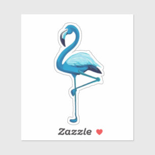 Tropical Watercolor Blue Flamingo Aufkleber
