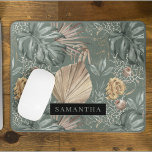 Tropical Watercolor Gold & Green Blätter Muster Mousepad<br><div class="desc">Tropical Watercolor Gold & Green Blätter Muster</div>
