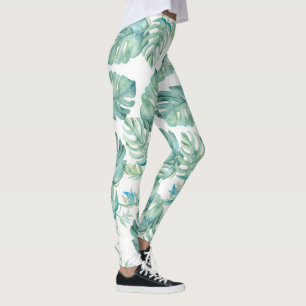 Tropical Watercolor Grüne Yoga Leggings