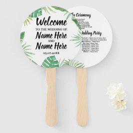 Tropical Watercolor Hochzeitsprogramm Hand Fan Fächer