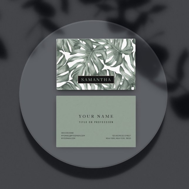 Tropical Watercolor Modern Oasis Leaves Visitenkarte (Von Creator hochgeladen)