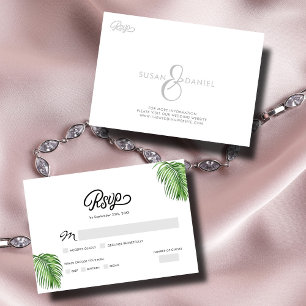 Tropical Watercolor Palm Blätter Wedding RSVP Card Karte