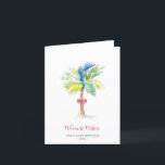 Tropical Watercolor Palm Tree beach Christmas Card Feiertagskarte<br><div class="desc">This minimal tropical theme holiday card features a replica of my original hand painted watercolor palm tree in shades of tropical colors on a crisp white background. The words Merry Christmas are set in a modern brush script typography. The inside features your custom greeting in a berry red. Personalize the...</div>