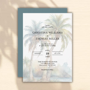 Tropical Watercolor Palm Tree Hochzeit Einladung