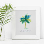 Tropical Watercolor Palm Tree Motivational Poster<br><div class="desc">In einem tropischen Motivational Poster for Bedrowho, Home Office and Living Areas in your beach home. This print feys my original hand painted watercolor palm tree in shades of turquoise, green and blue with the quote "I bend so I don't break" is set in trendy script typography. Personalize to read...</div>