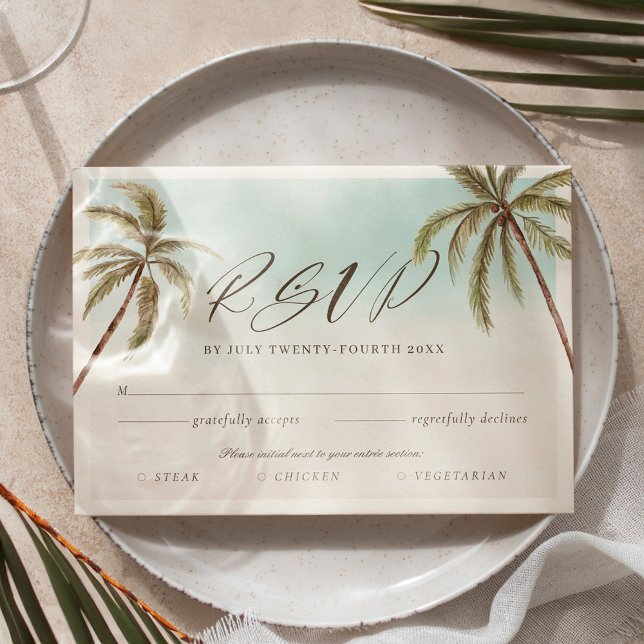 Tropical Watercolor Palm Tree RSVP Entrée Choices (Tropical Watercolor Palm Tree RSVP Entrée Choices)