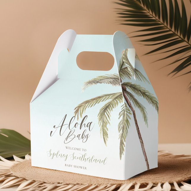 Tropical Watercolor Palm Trees Baby Dusche Geschenkschachtel (Tropical Watercolor Palm Trees Baby Shower Favor Box)