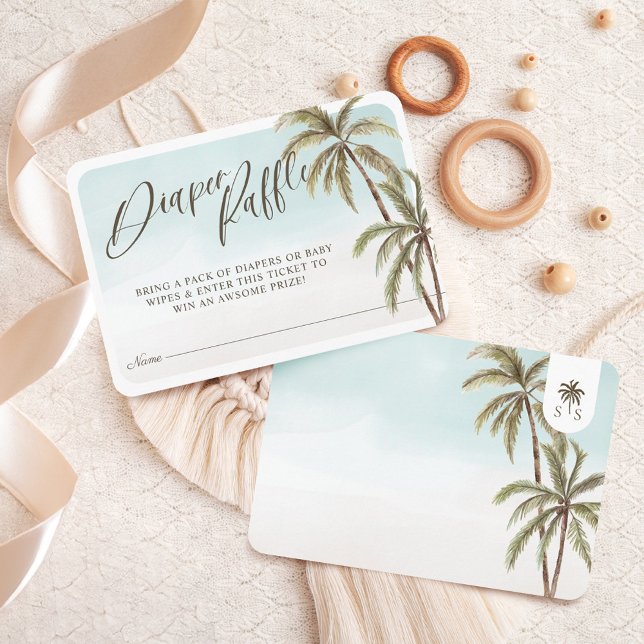 Tropical Watercolor Palm Trees Diaper Raffle Begleitkarte (Tropical Watercolor Palm Trees Diaper Raffle Enclosure Card)