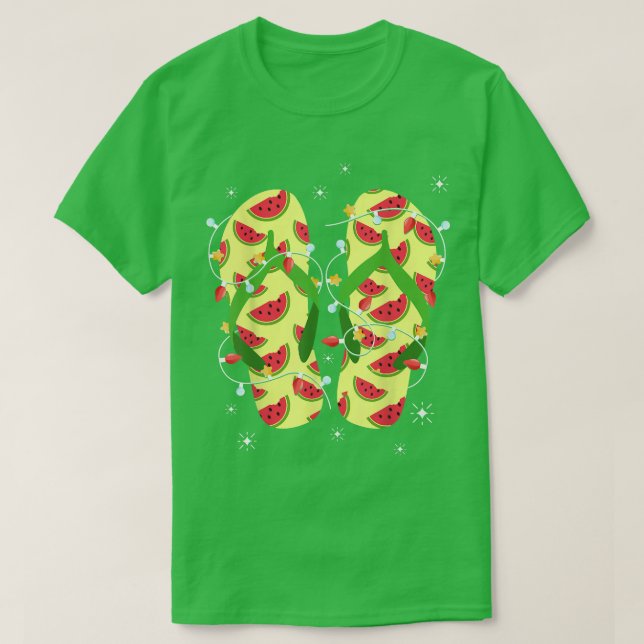 Tropical Watermelon Flip Flops Weihnachten T-Shirt (Design vorne)