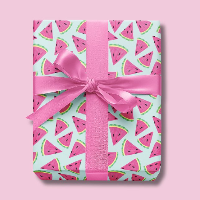 Tropical Watermelon Fruchtmuster Geschenkpapier (Watermelon wrapping paper (pale turquoise))