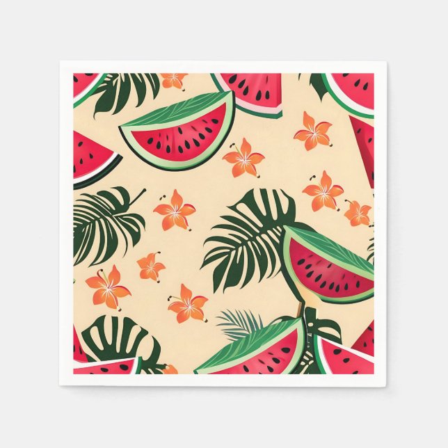 Tropical Watermelon Summer Pattern Serviette (Vorderseite)
