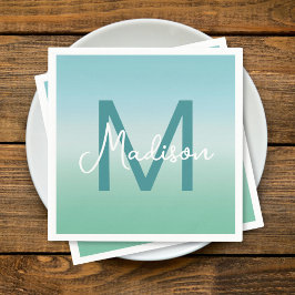 Tropical Waters Gradient Monogram Name  Serviette