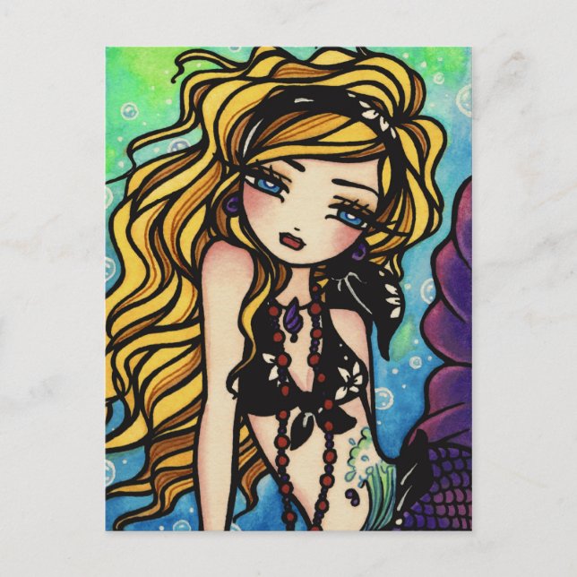 Tropical Wave Summer Mermaid Fantasy Art Giro del  Postkarte (Vorderseite)