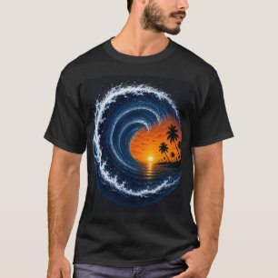 Tropical Wave Sunset Surf Logo-Shirt   Ozeanwirbel T-Shirt