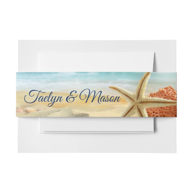 Tropical Wedding Beach Scene Einladung Bly Band (Vorderseite Beispiel)