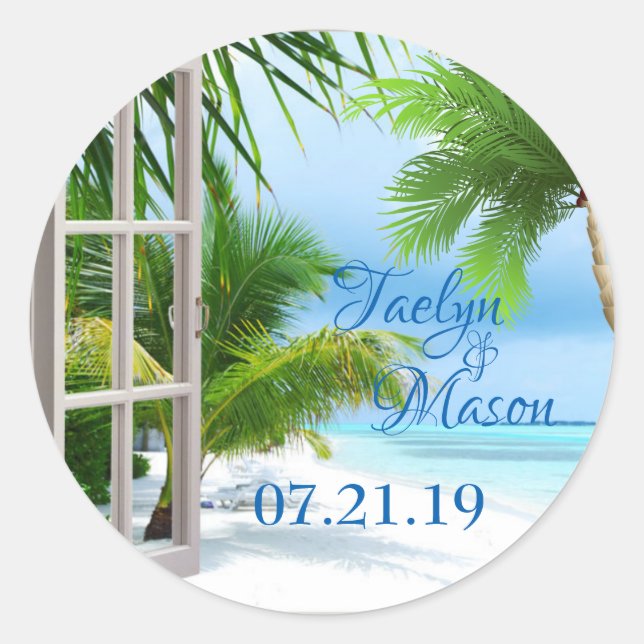 Tropical Wedding Beach Scene Sticker (Vorderseite)
