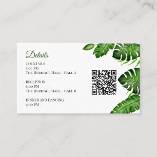 Tropical Wedding Details QR-Code Monstera Grünpfla Begleitkarte