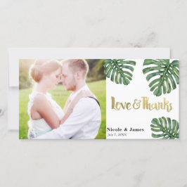 Tropical Wedding Foto Liebe & vielen Dank Dankeskarte