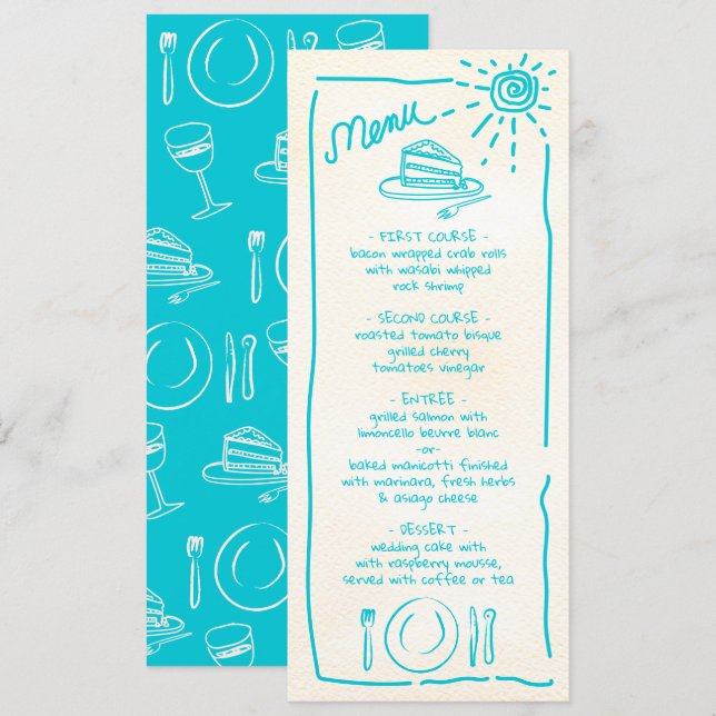 Tropical Wedding Funky Wedding Menu Menükarte (Vorne/Hinten)