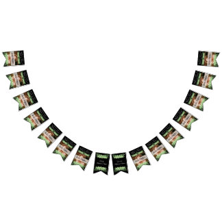 Tropical Wedding Green Palm Blätter Schwarzes Foto Wimpelkette