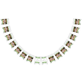 Tropical Wedding Green Palm Blätter Weißes Foto Wimpelkette