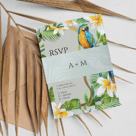 Tropical Wedding Hawaii Luau Beach Monogram Einladungsbanderole